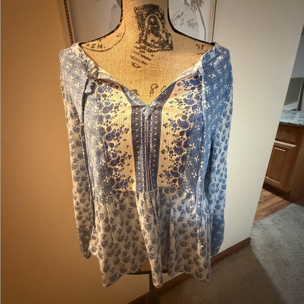 Floral Blue Women's Top